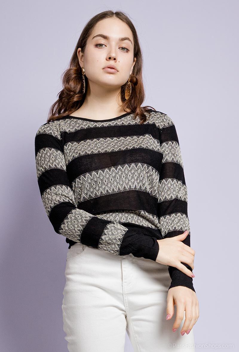 Wholesaler Softy Paris - Striped shiny sweater