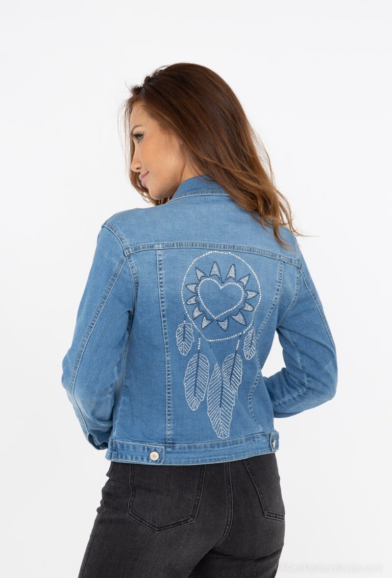 Wholesaler Softy Paris - Short Denim jacket with pattern on the back