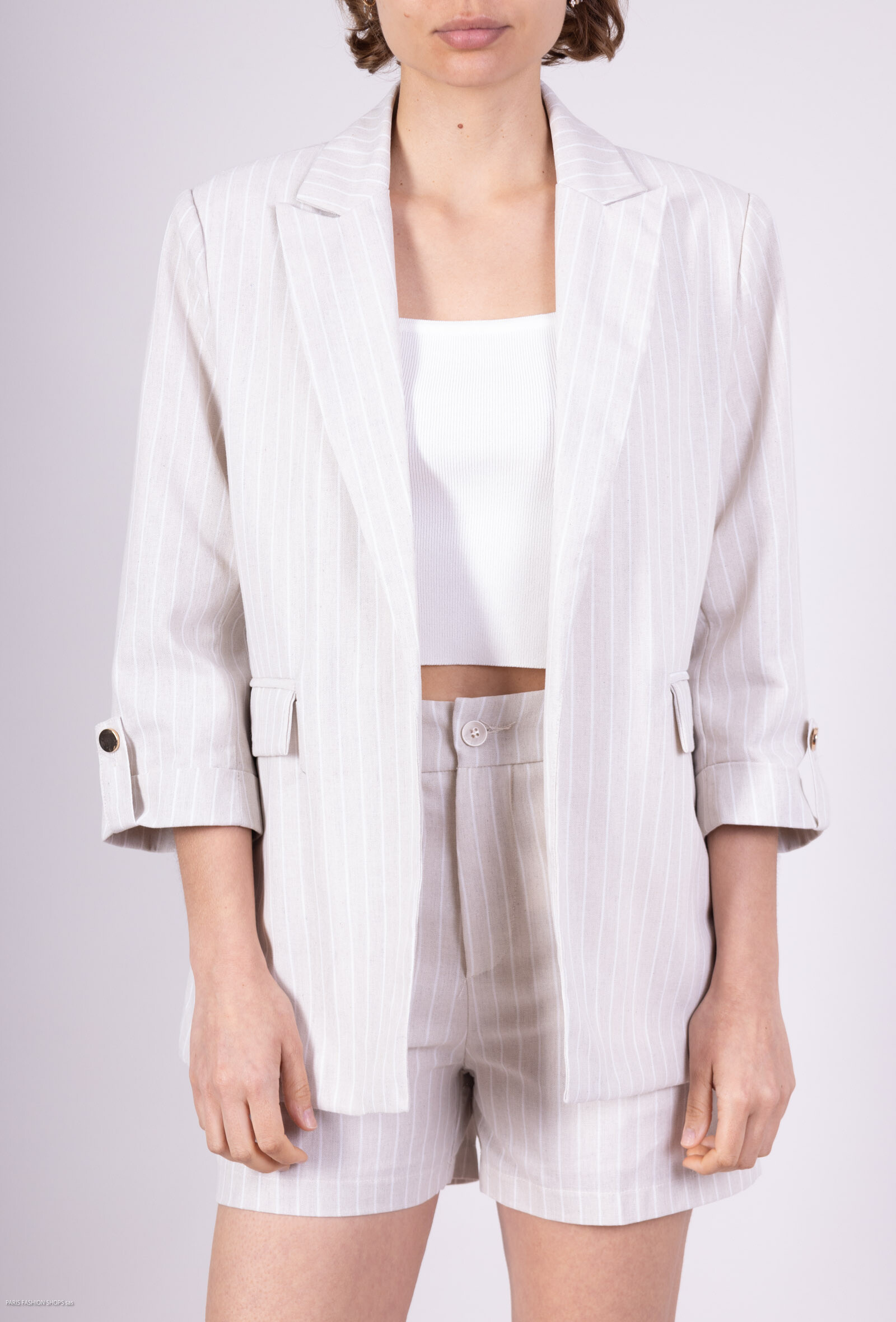 Veste blazer à rayures, manches 3 ⁄ 4, peut s'associer au short V5756