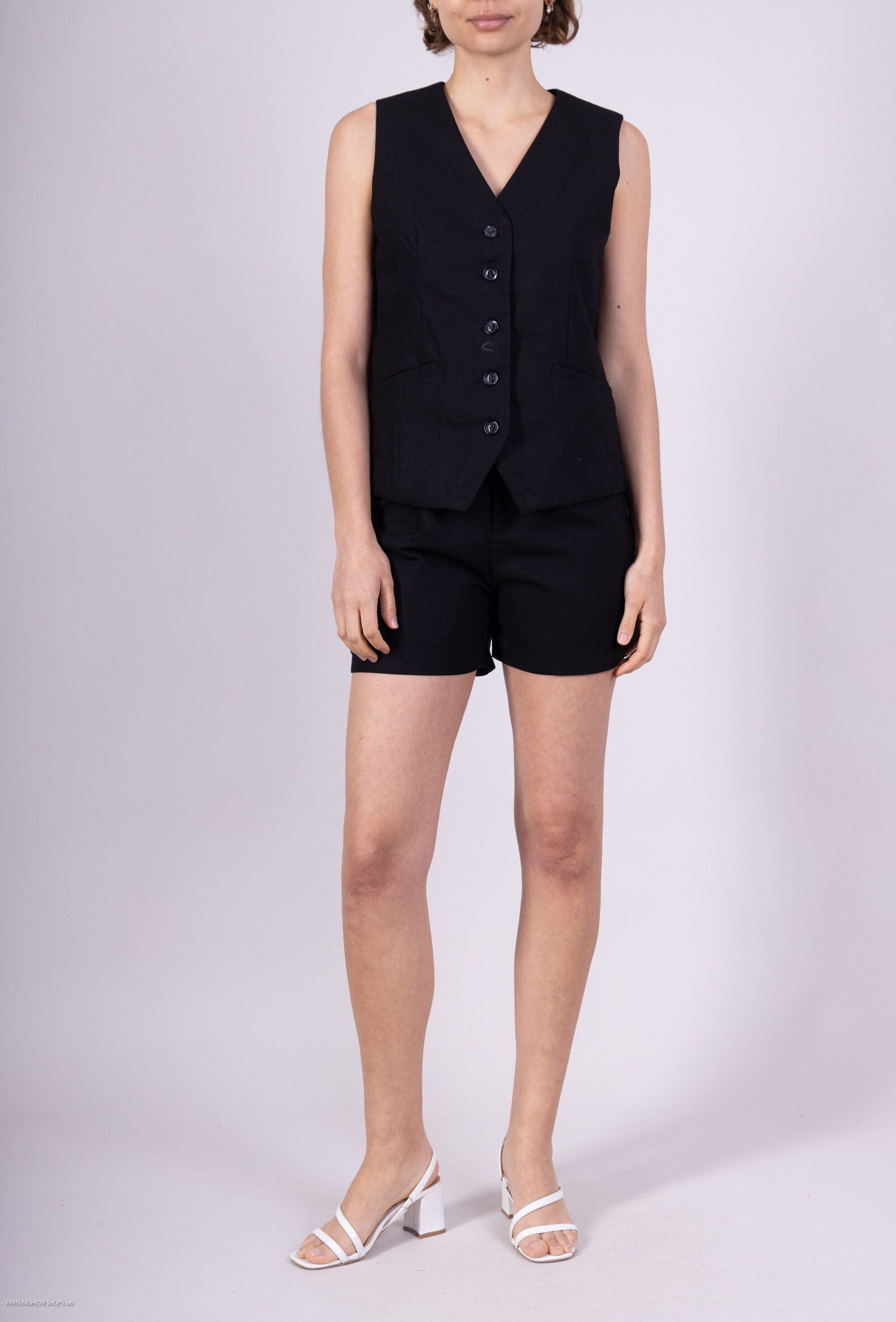 Grossista Softy Paris - Set di gilet senza maniche e pantaloncini di lino