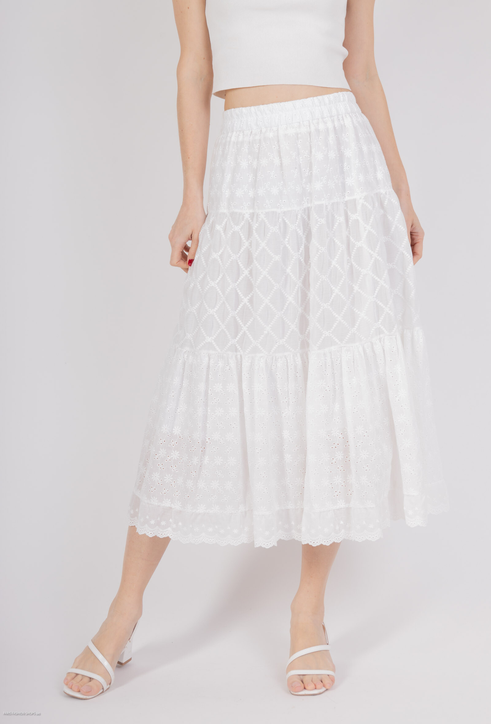 Grossiste Softy Paris - Jupe longue broderie anglaise