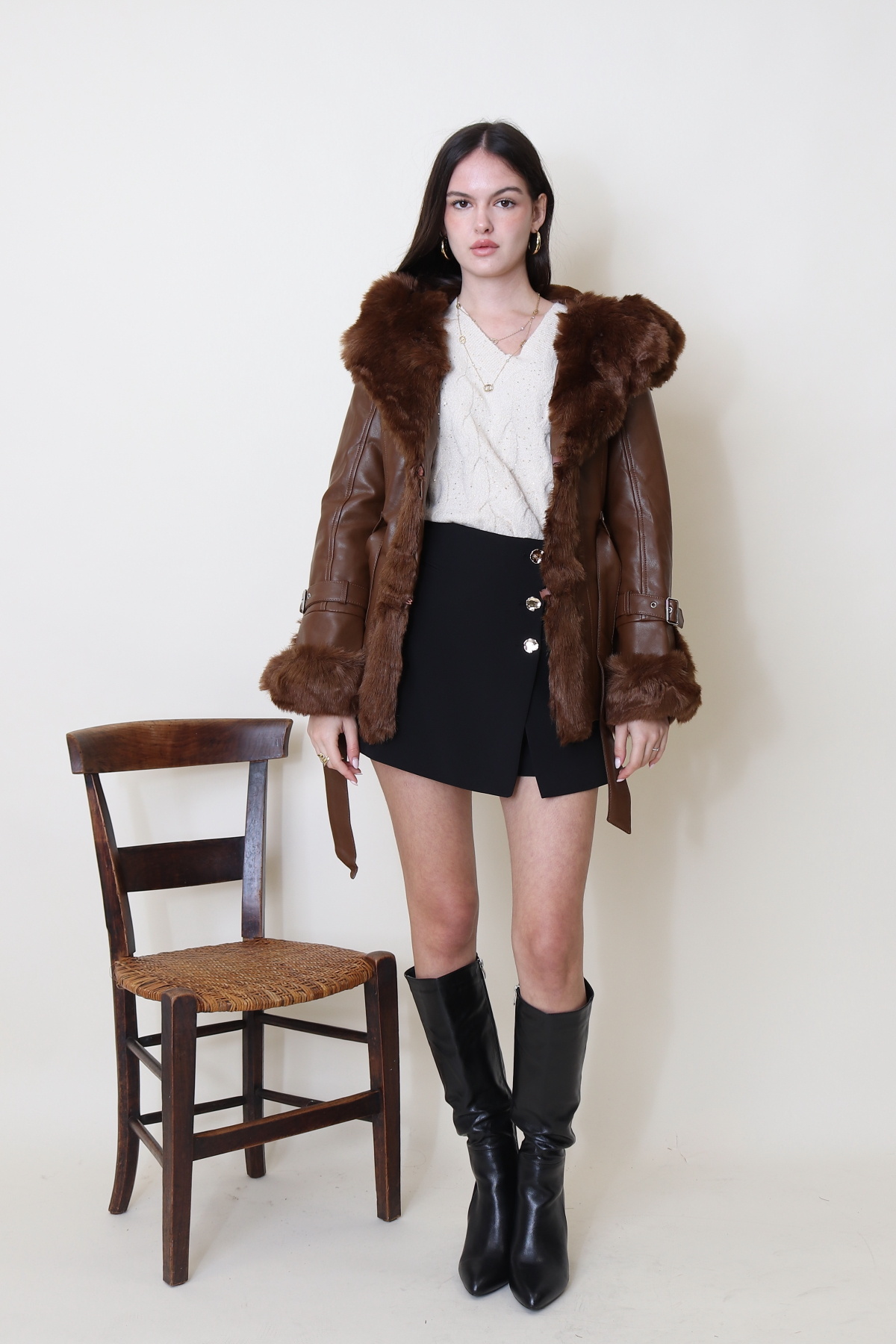 Grossiste Softy Paris - Manteau en similicuir à capuche