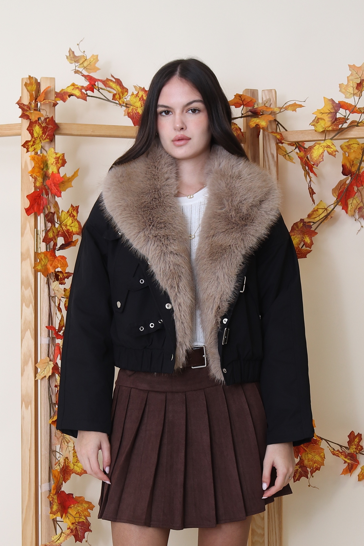 Grossiste Softy Paris - Veste bomber col bordé de fausse fourrure