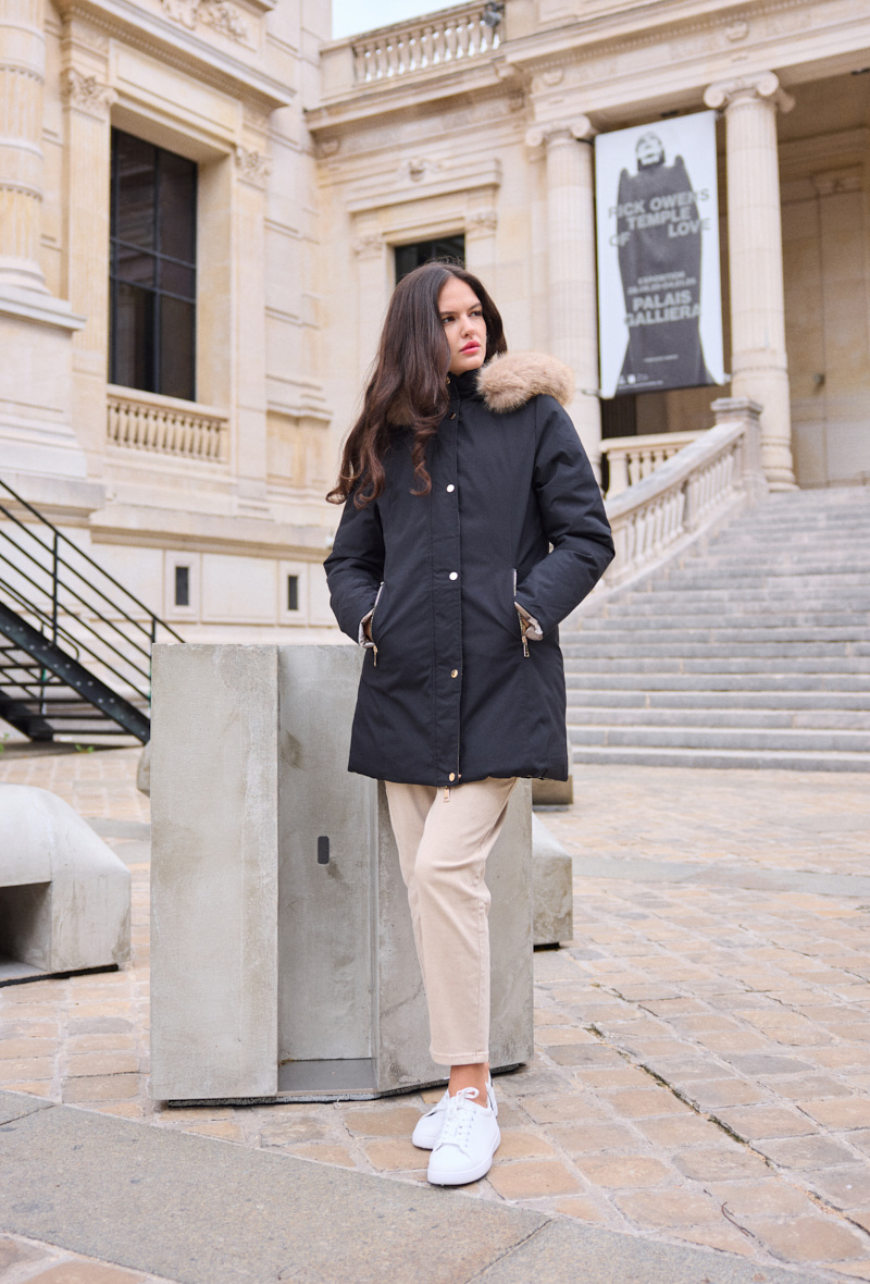 Grossiste Softy Paris - Parka imperméable réversible à capuche fourrure