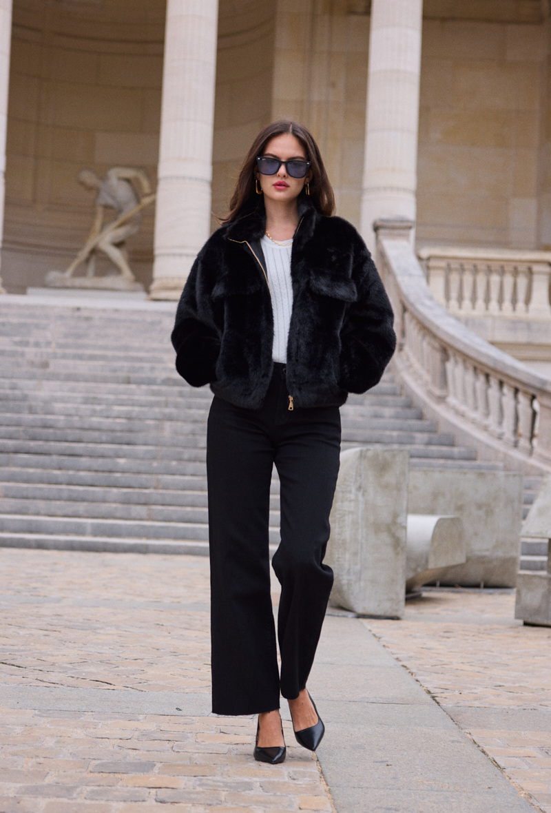 Grossiste Softy Paris - Veste fourrure à col montant