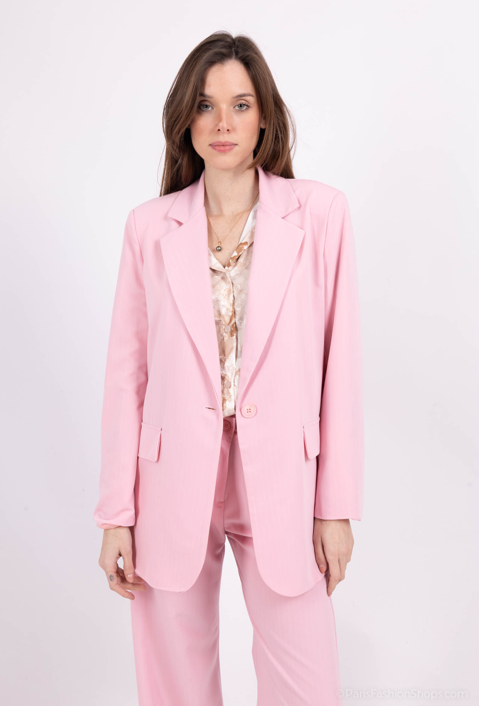 Grossiste SOGGO - Veste Blazer imprimé fine rayure avec bouton