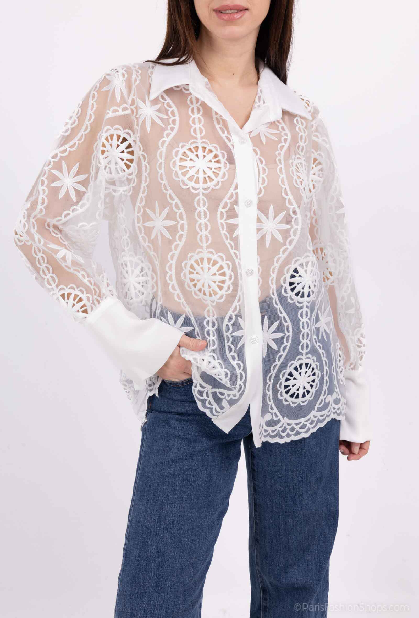 Grossiste SOGGO - Chemise manche longue dentelle