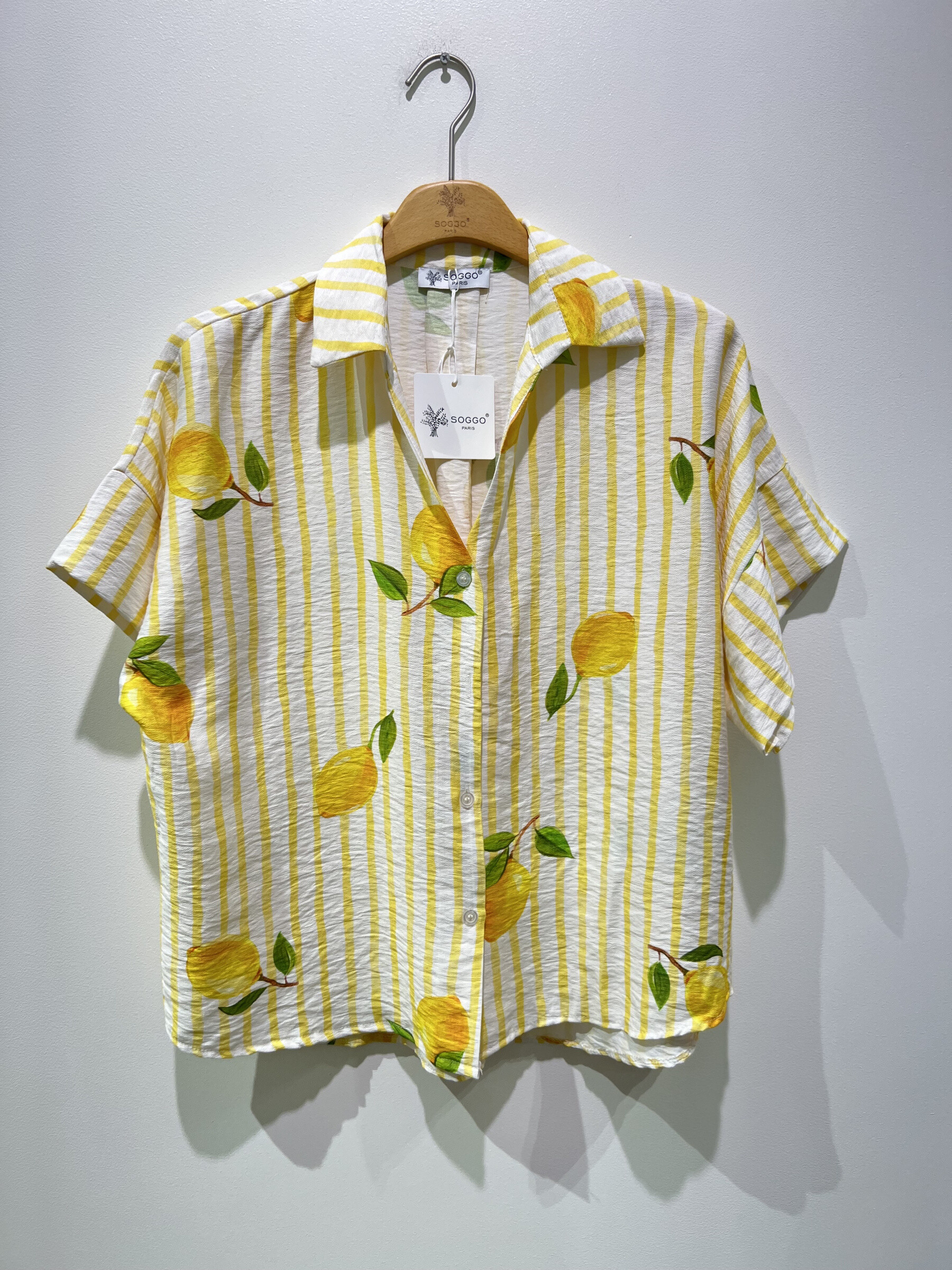 Grossiste SOGGO - chemise manche courte imprimé rayure et citron
