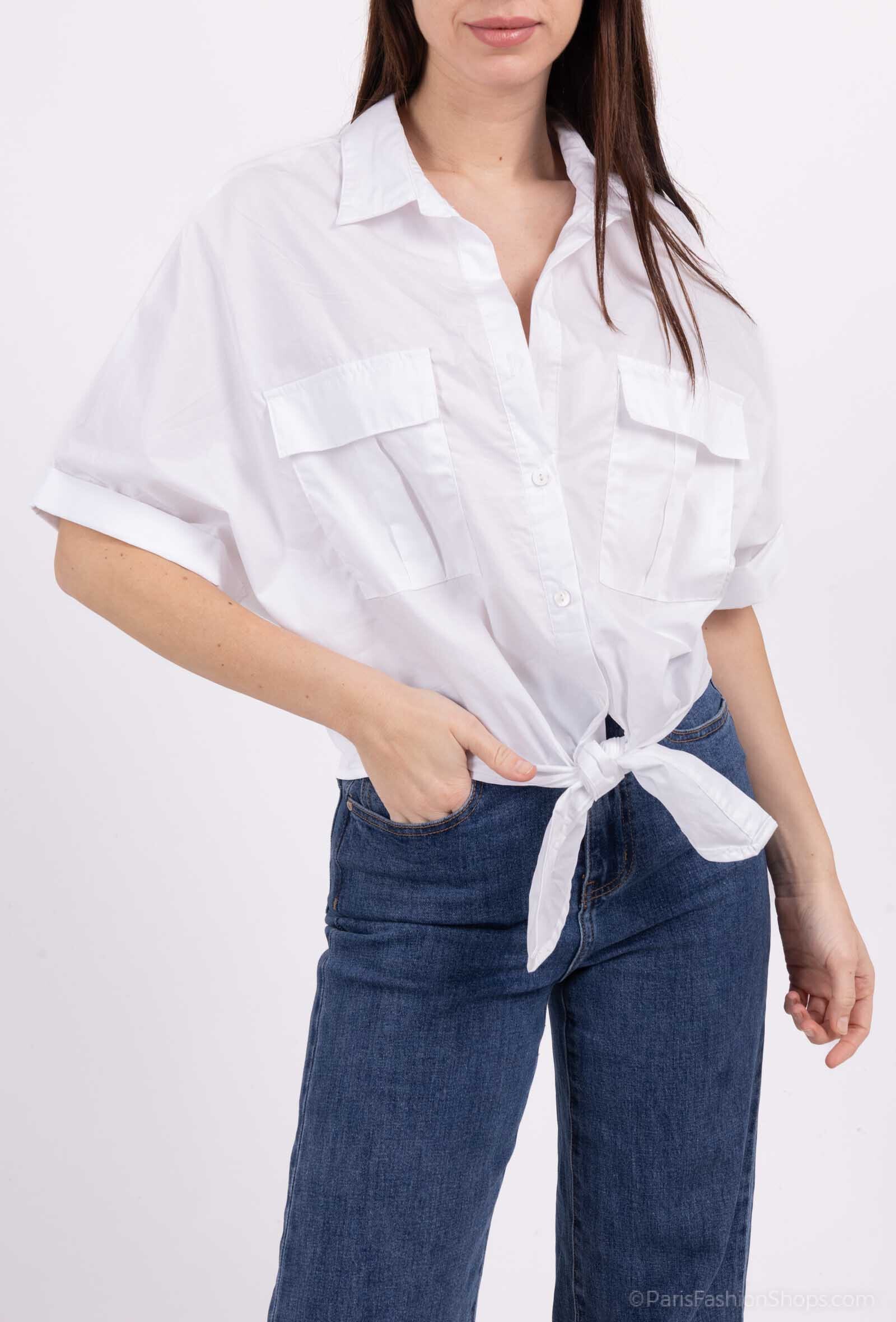 Grossiste SOGGO - Chemise manche courte à nouer en coton