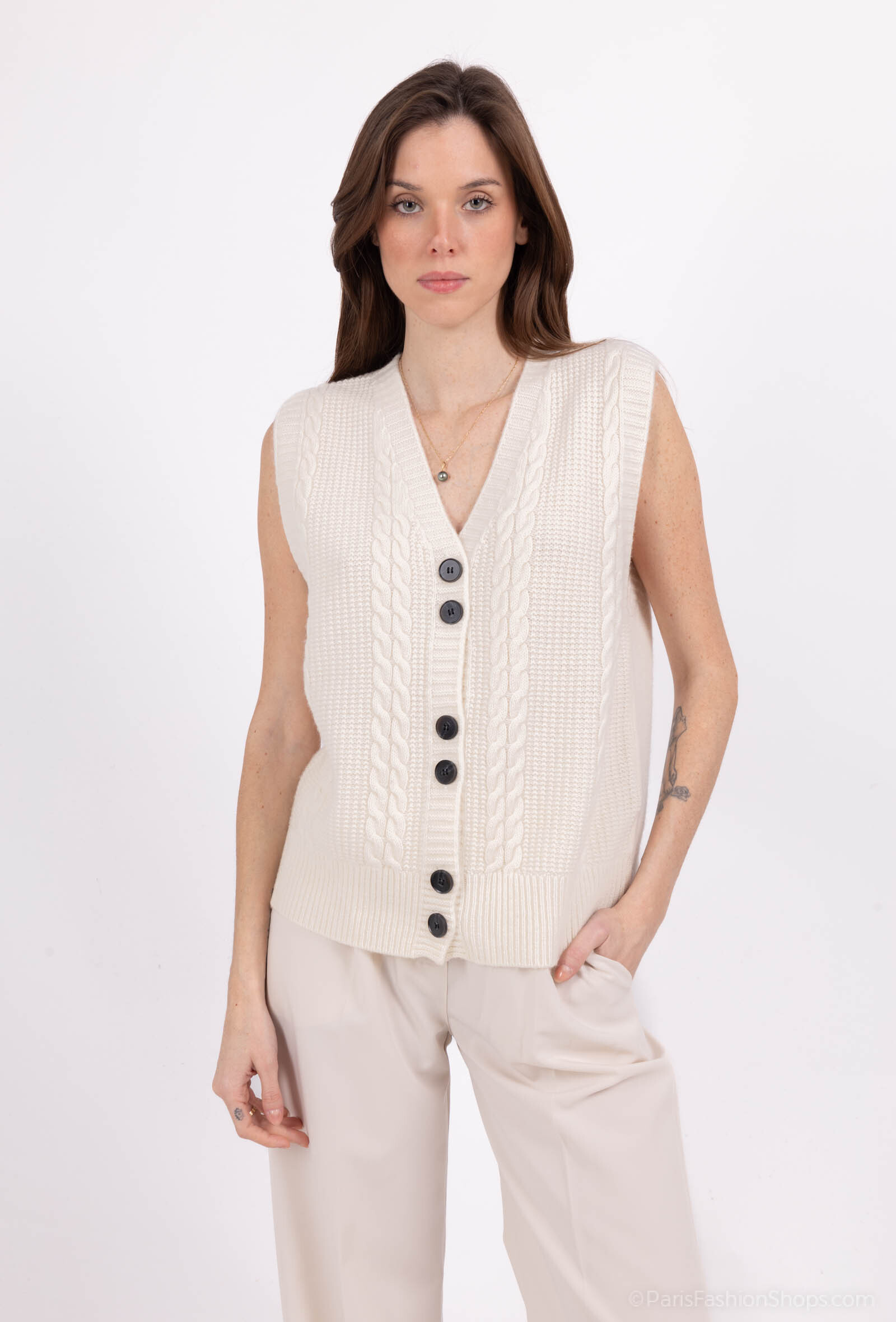 Grossiste SOGGO - pull gilet en laine sans manche avec bouton