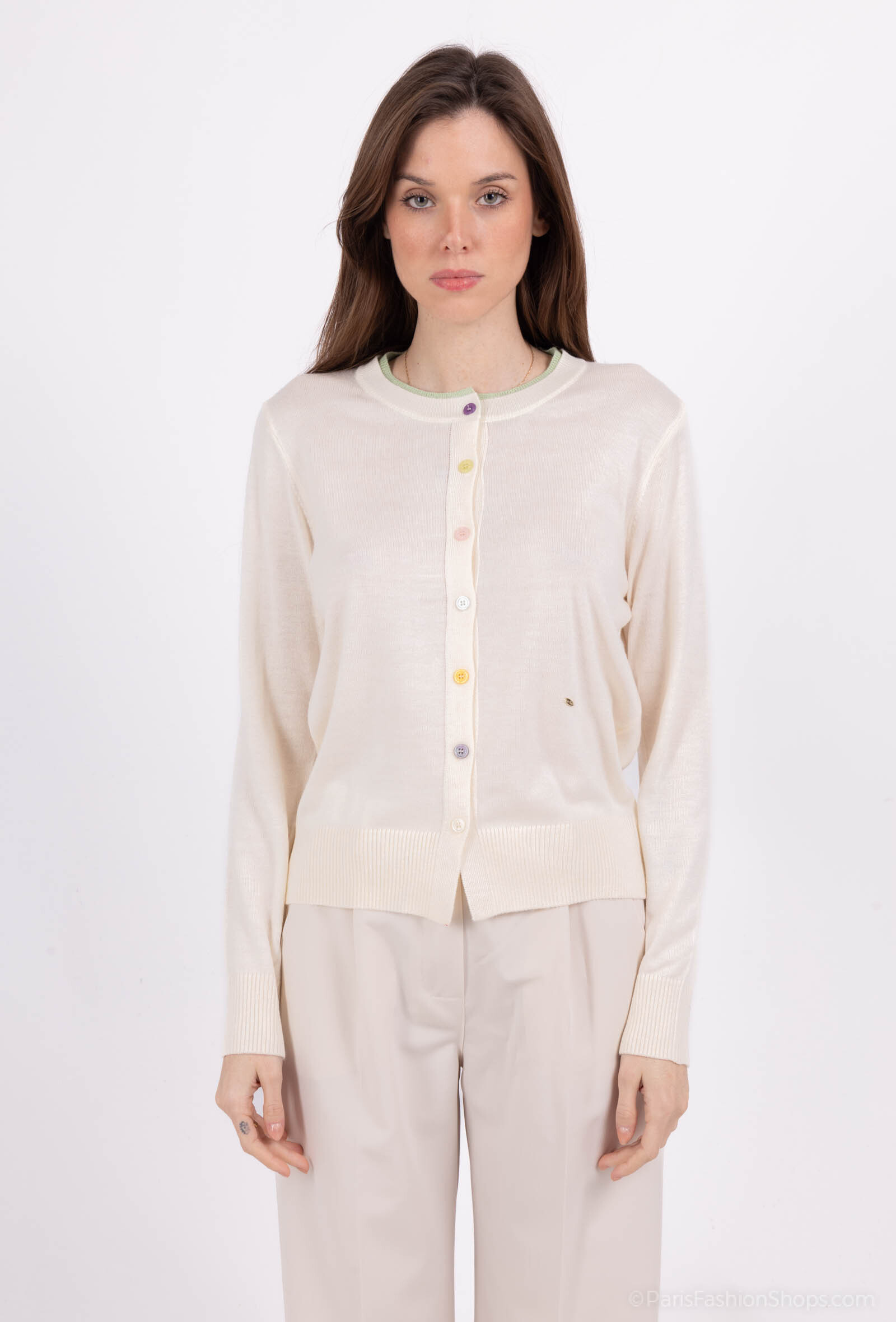 Grossiste SOGGO - gilet fin manche longue avec bouton coloré