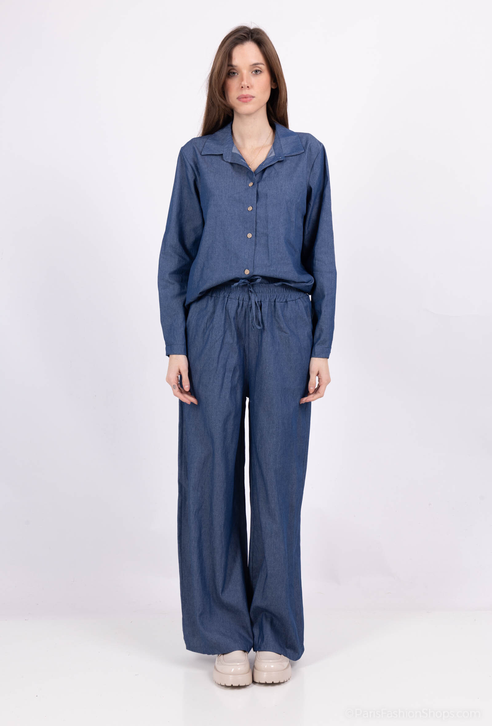 Grossiste SOGGO - pantalon en coton long avec taille élastique  couleur jean