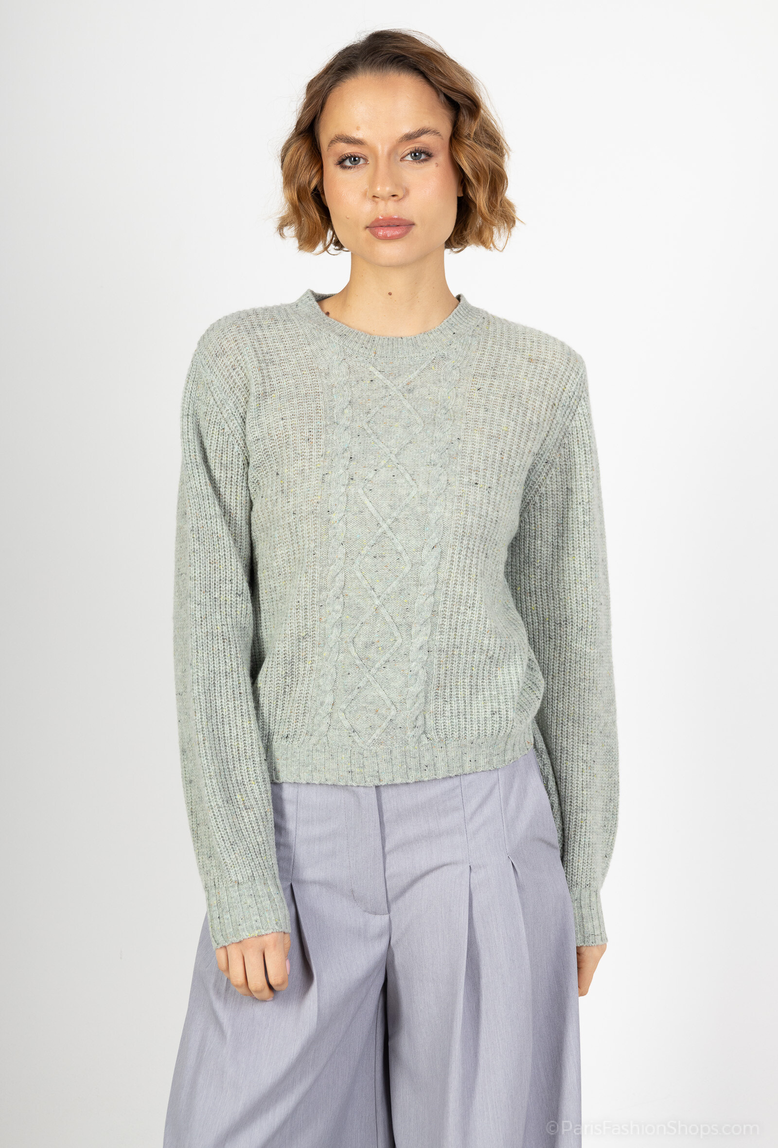 Grossiste SOGGO - Pull chiné manche longue en laine
