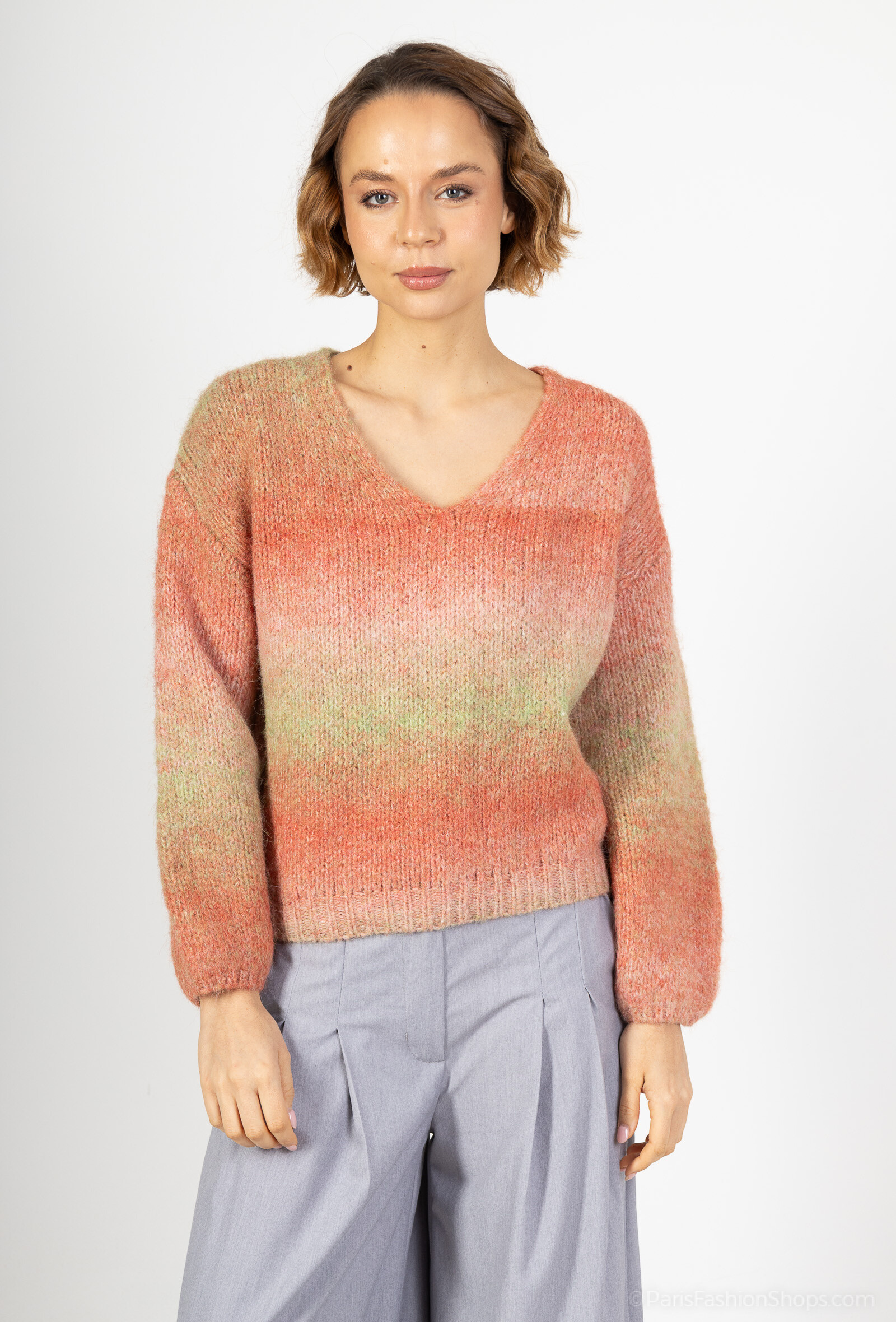 Grossiste SOGGO - pull coloré manche longue col V