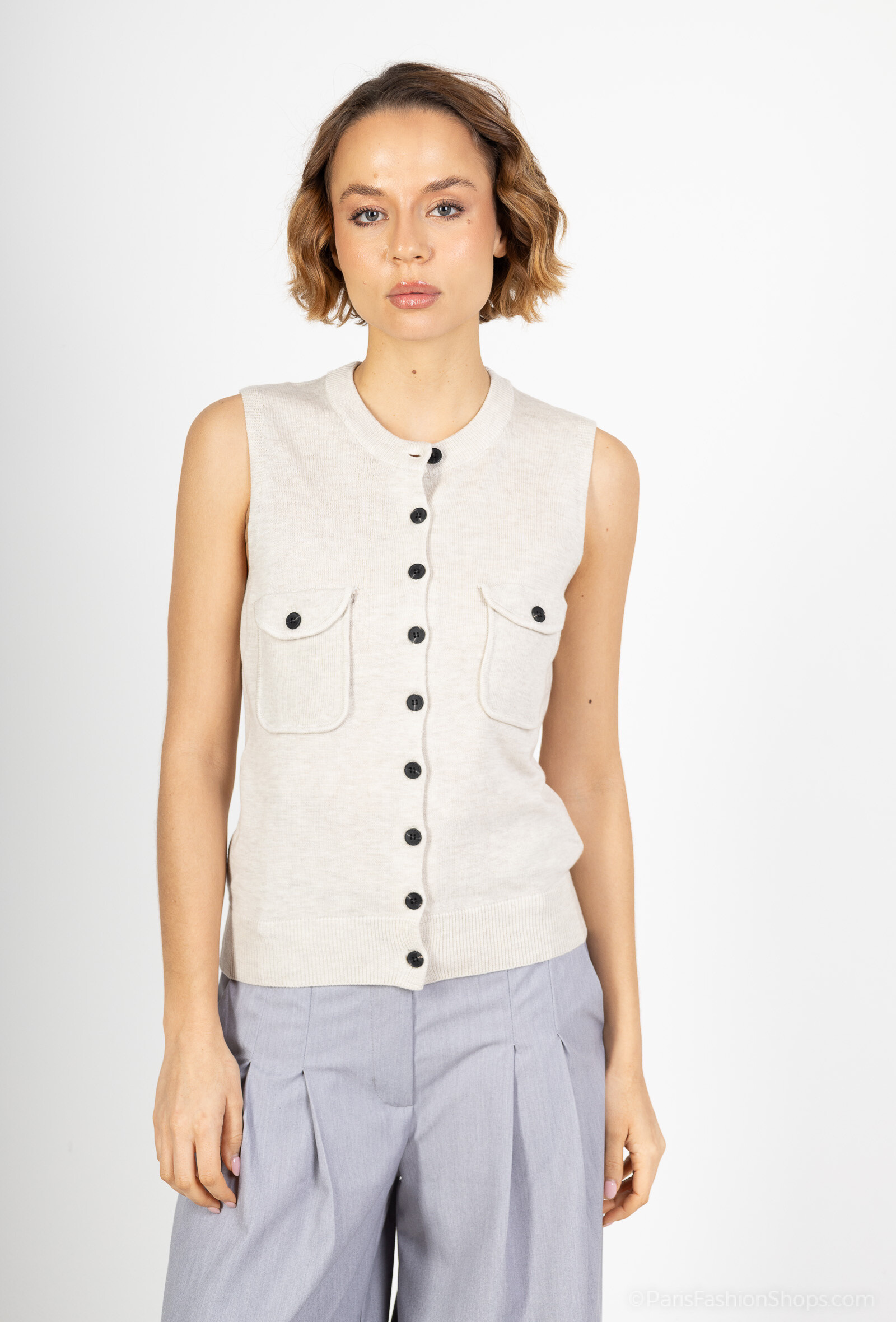 Grossiste SOGGO - Gilet sans manche avec bouton et poche