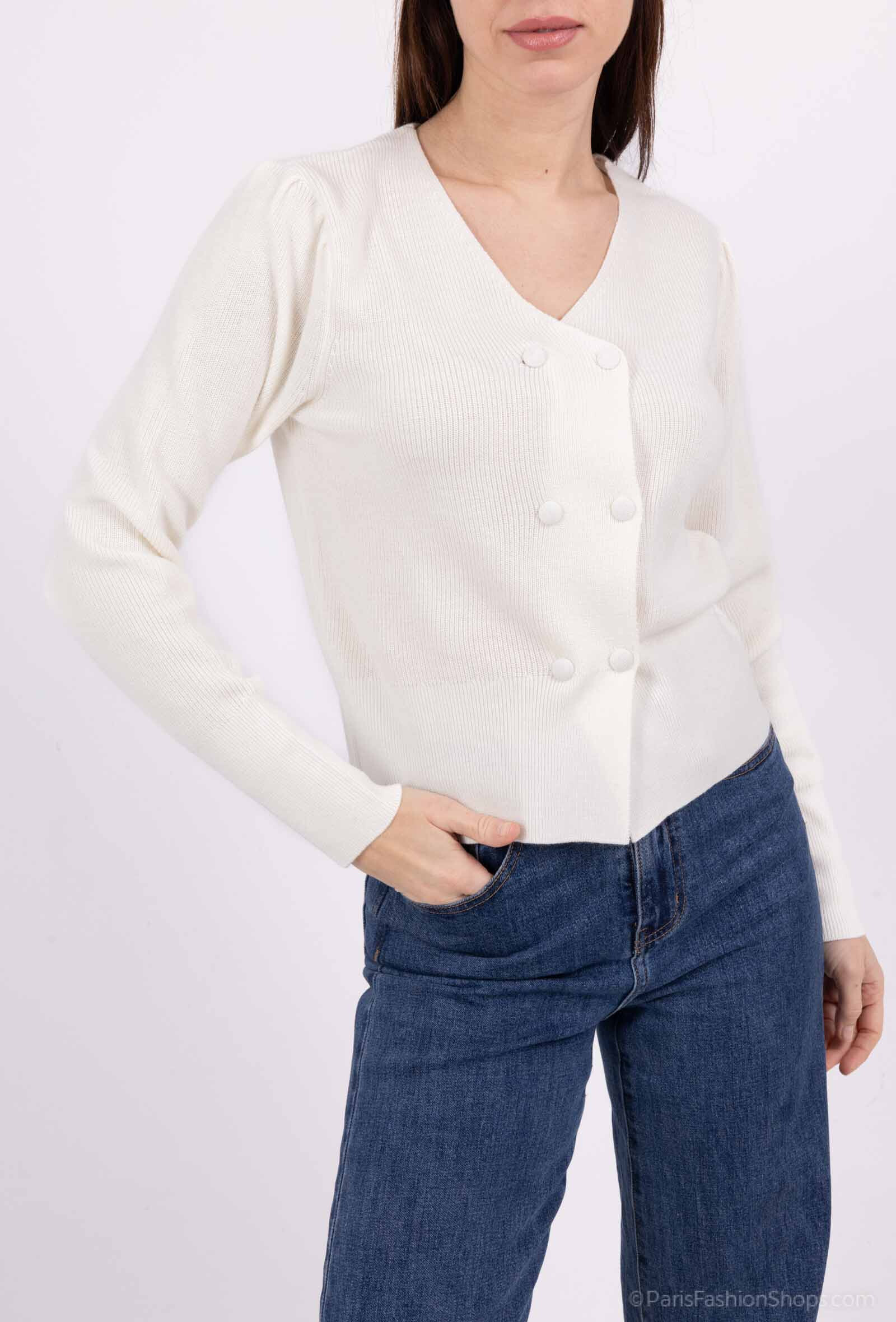 Grossiste SOGGO - Gilet fin croisée avec bouton manche longue