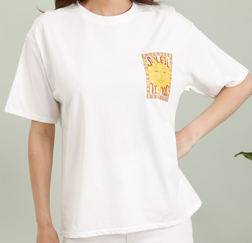 Grossiste SOGGO - T-shirt fluide en coton imprime SOLEIL
