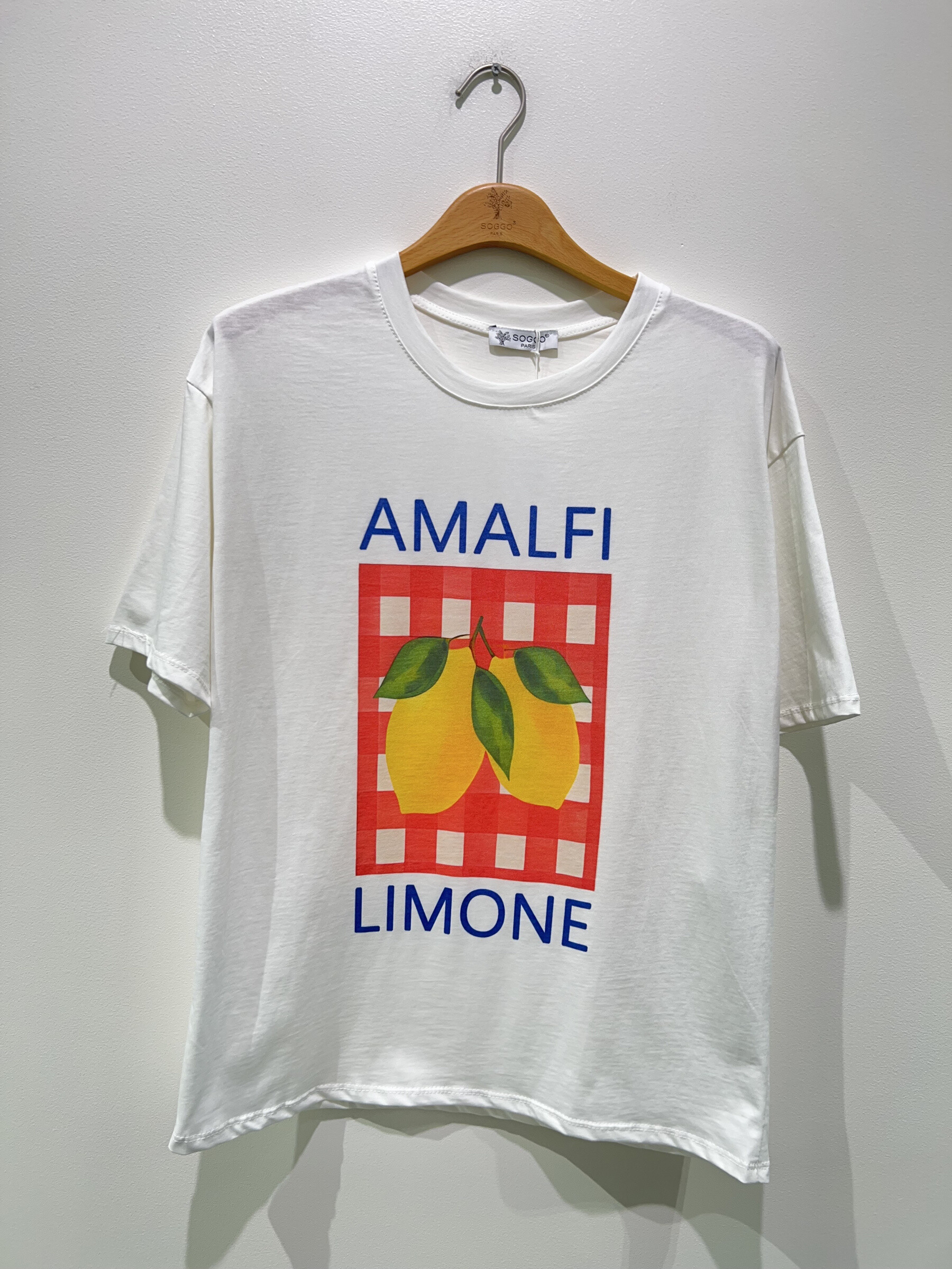 Grossiste SOGGO - T-Shirt en coton imprime « ALMAFI LIMONE » col rond