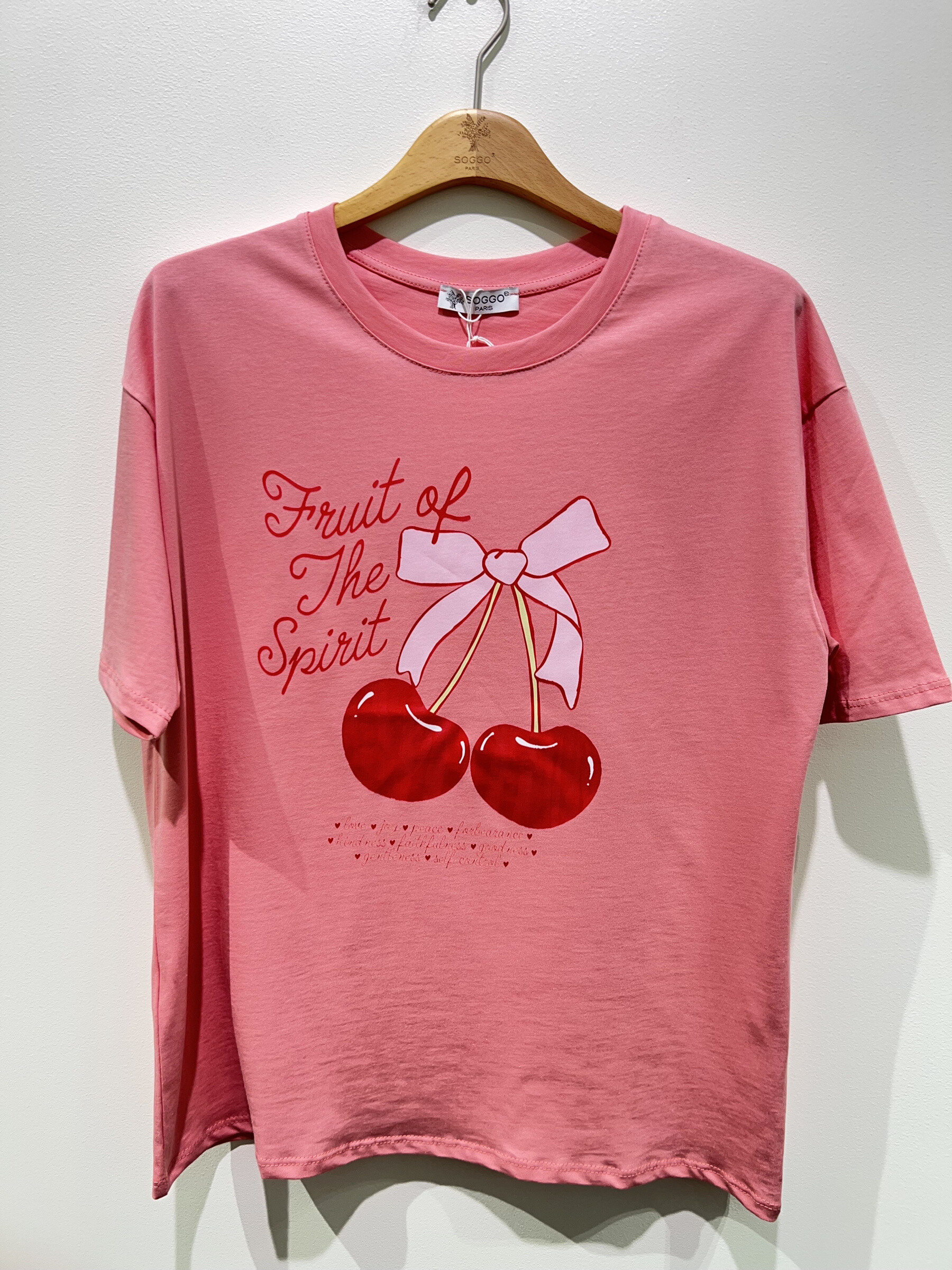 Grossiste SOGGO - T-Shirt en coton imprime cerise