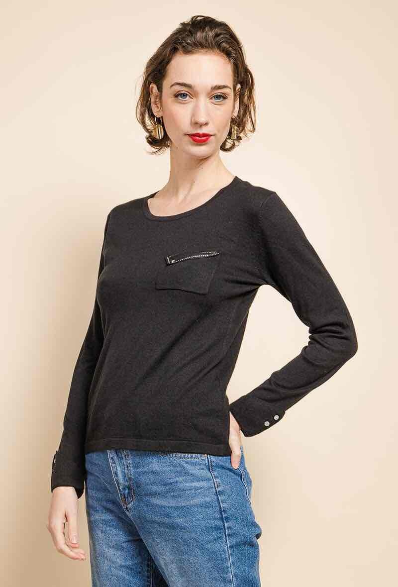 Wholesaler Soie pour Soi - Cotton silk sweater with strass