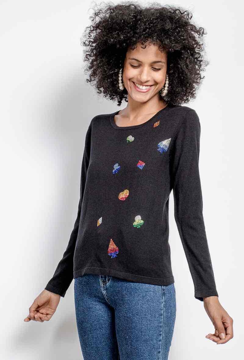 Wholesaler Soie pour Soi - Strass cotton silk sweater
