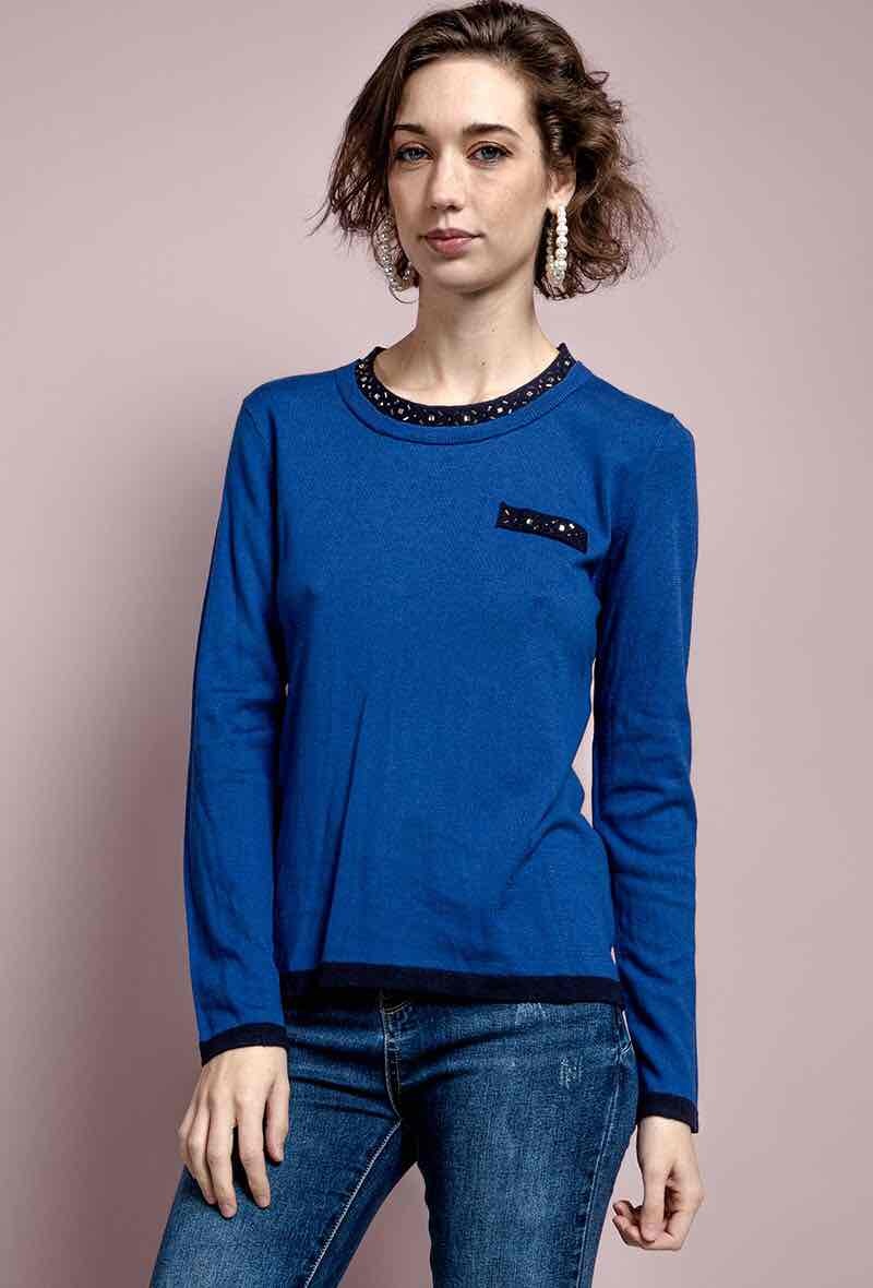 Wholesaler Soie pour Soi - Cotton silk Sweater with strass