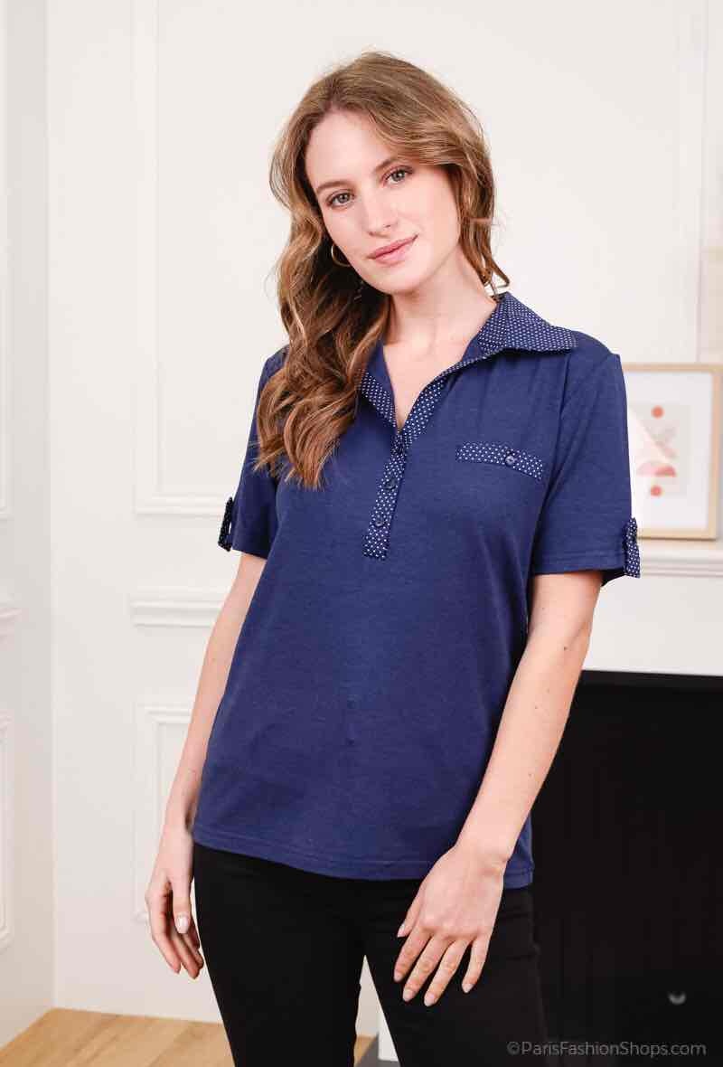 Wholesaler Soie pour Soi - Bamboo cotton polo with printed detail
