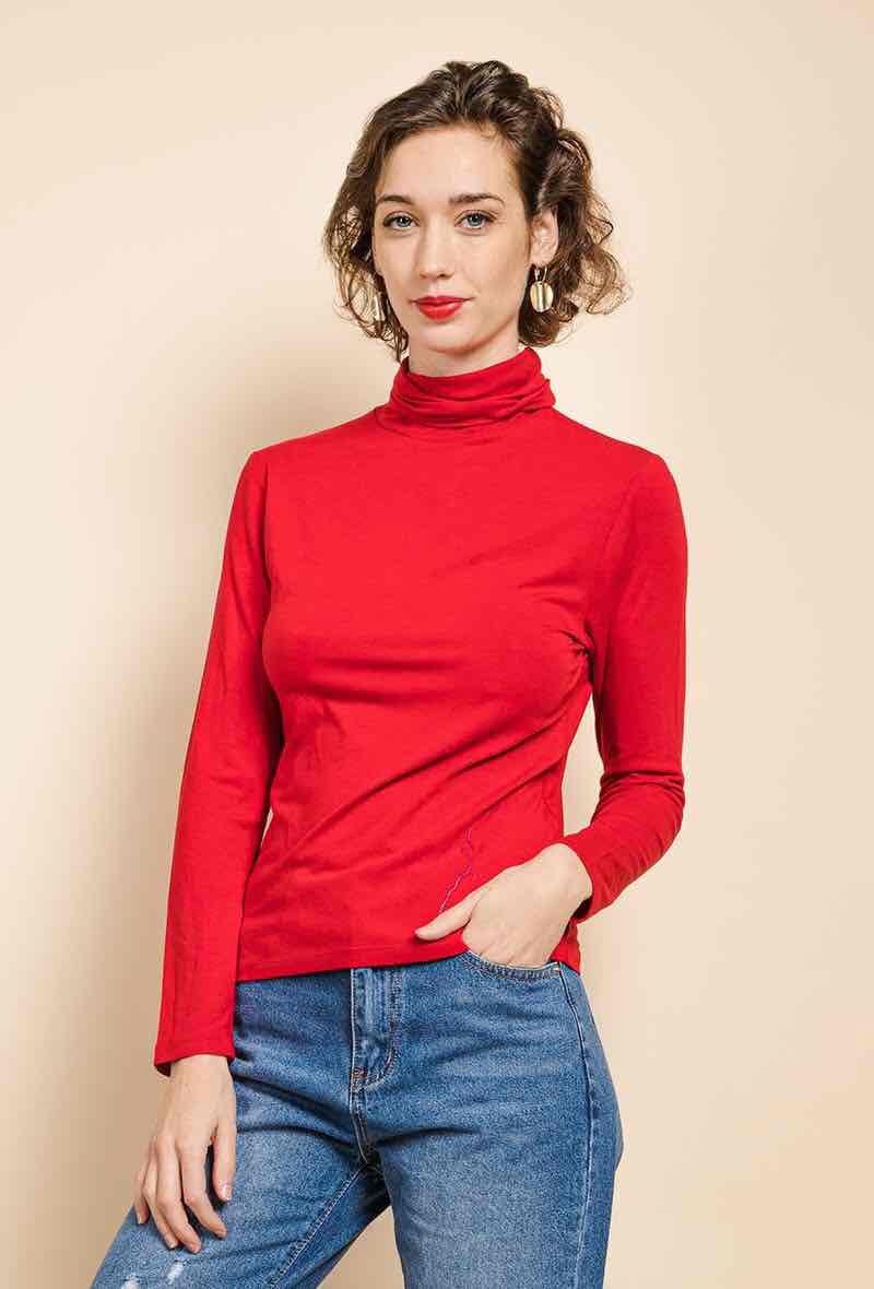 Wholesaler Soie pour Soi - Turtleneck T-shirt in bamboo cotton