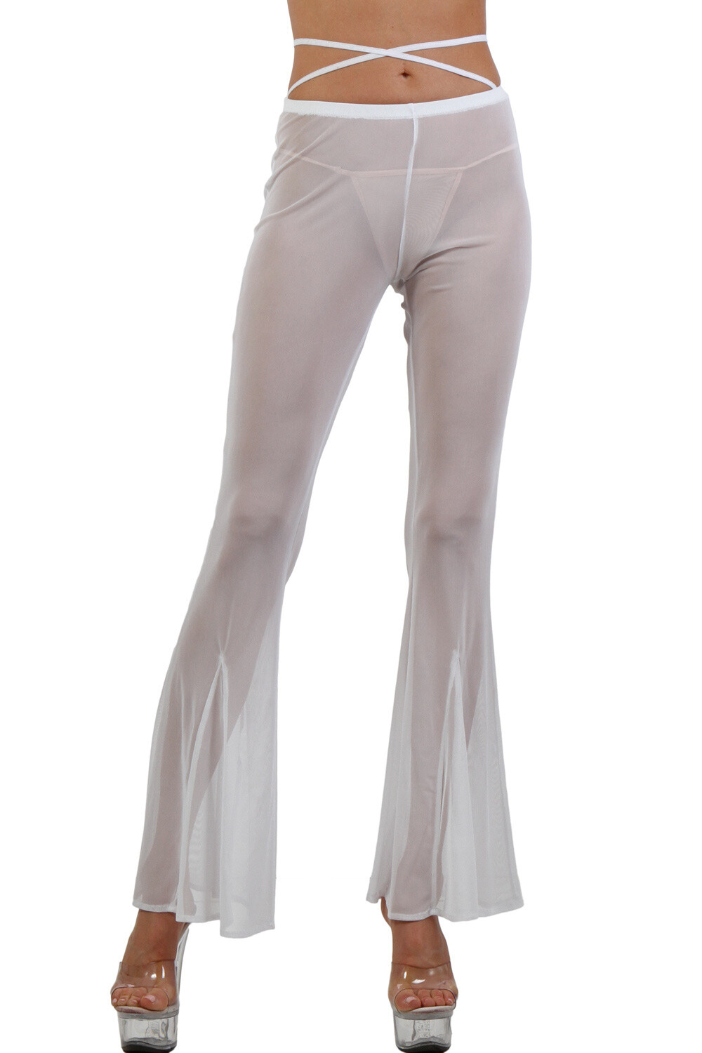 Grossiste SOISBELLE - Pantalon transparent taille haute, fentes sexy