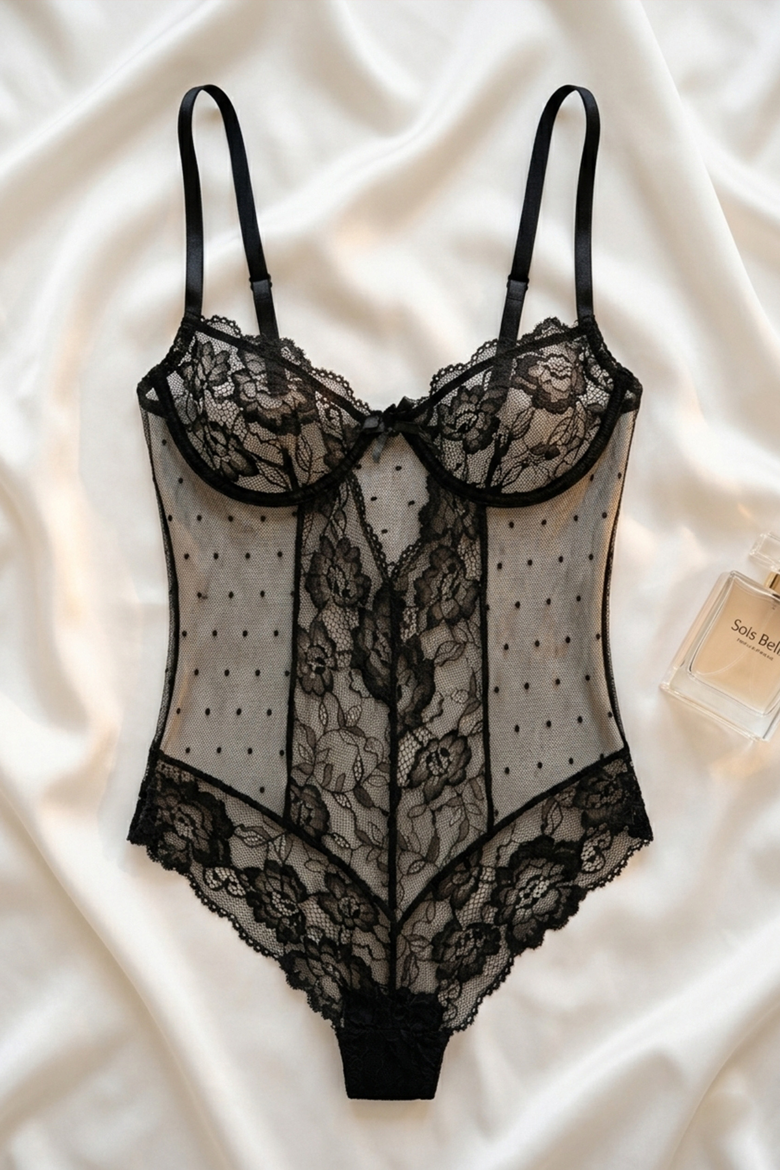 Grossiste SOISBELLE - Body En Dentelle Transparente Avec Bretelles Réglables
