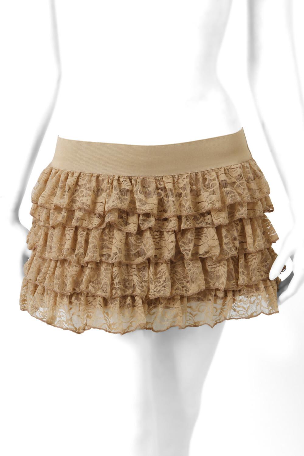 Grossiste SOISBELLE - Mini-jupe en dentelle à volants, féminine et raffinée