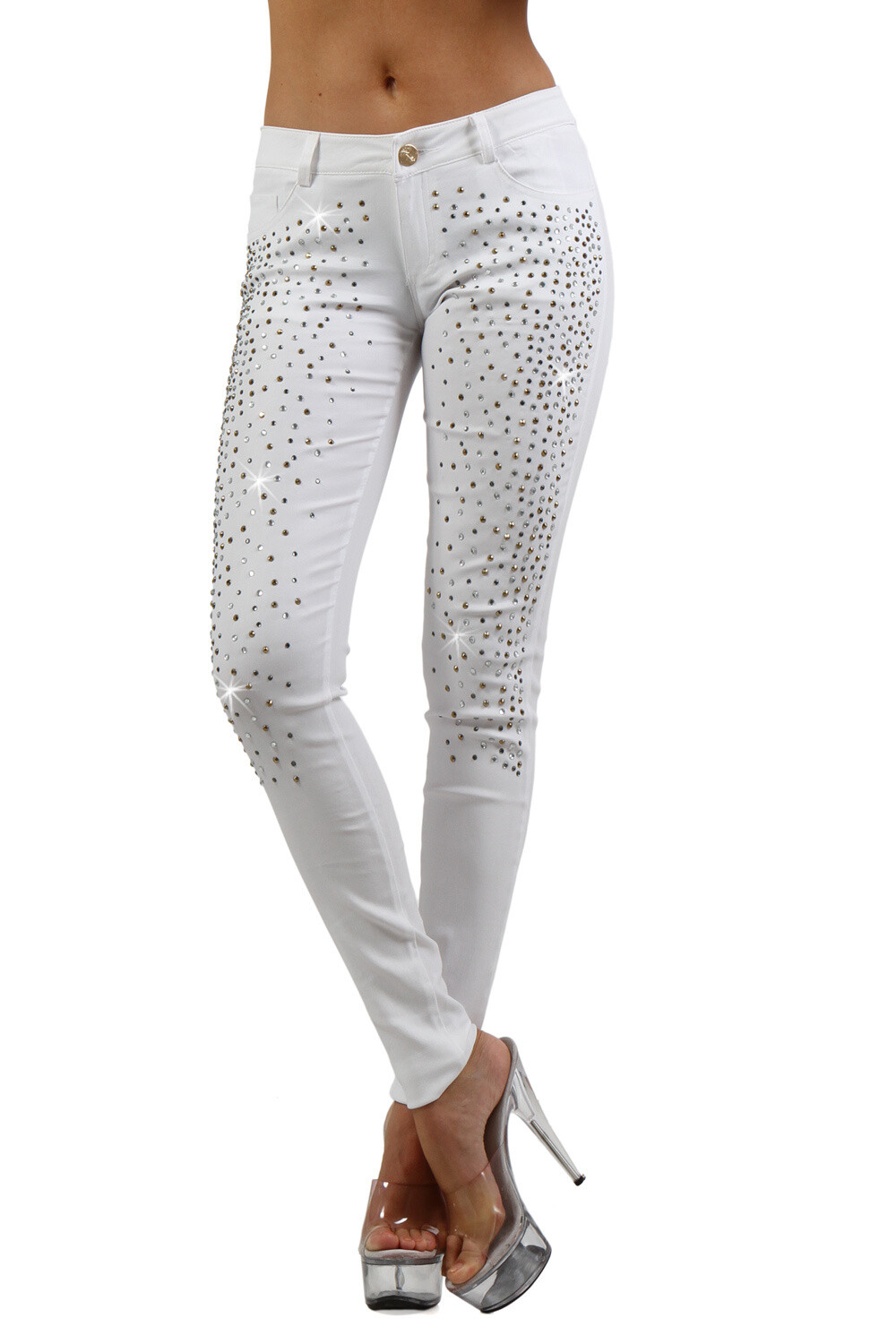 Grossiste SOISBELLE - Pantalon slim chic avec strass scintillants, style glamour
