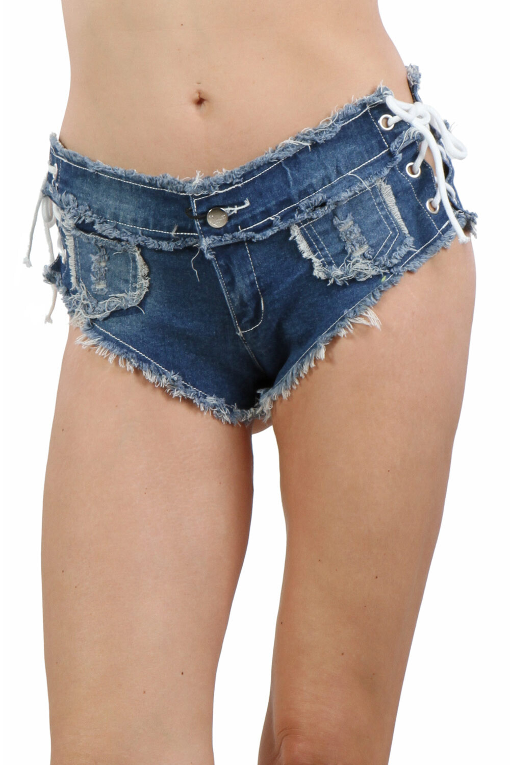 Großhändler SOISBELLE - Mini -Denim -Shorts mit sexy und Effiloche -Verletzungen