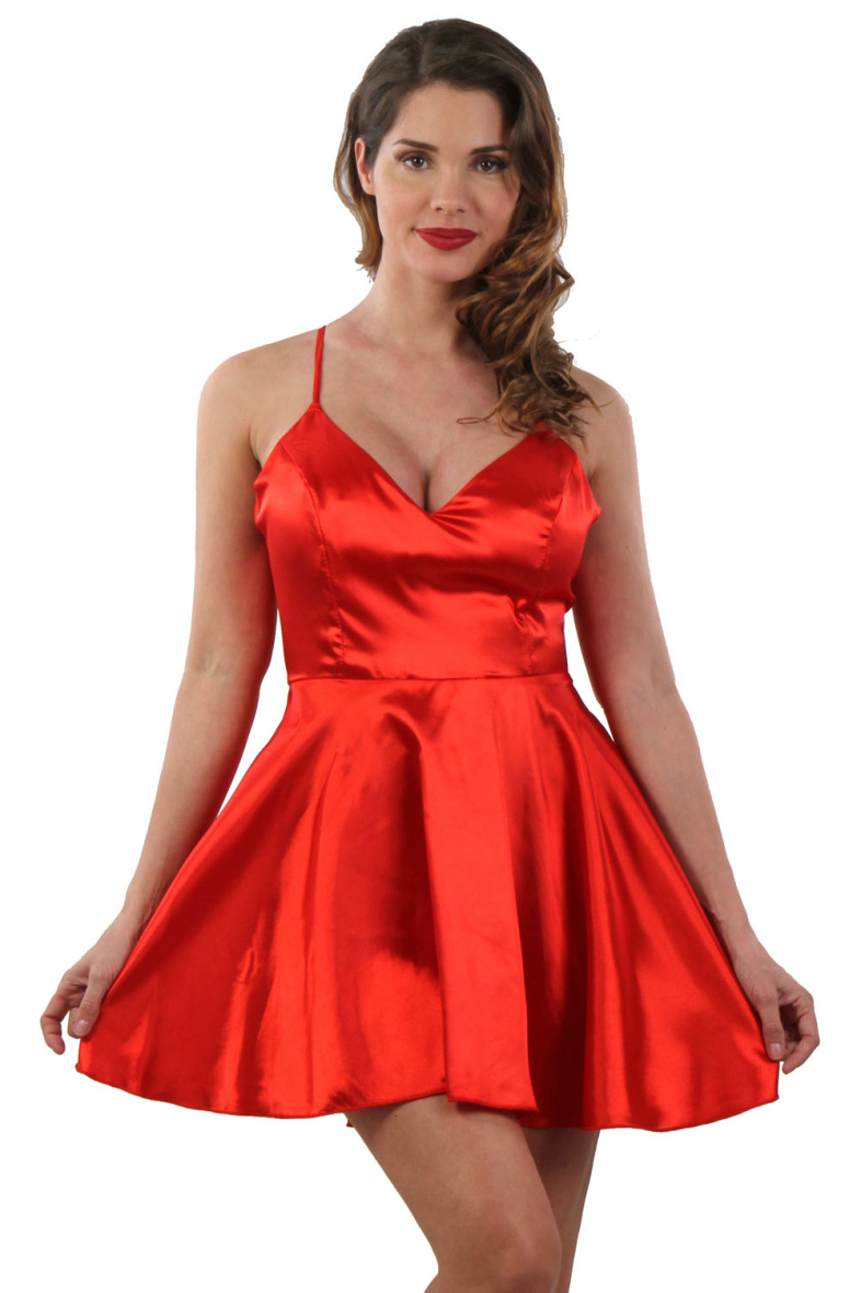 Grossiste SOISBELLE - Robe satinée dos nu à bretelles