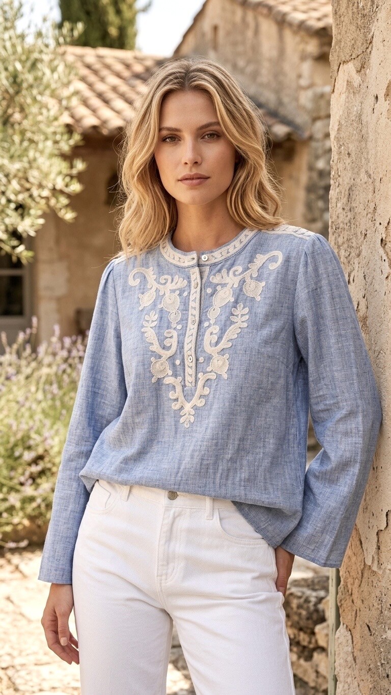 Wholesaler SOKY & SOKA - Refined Ethnic Embroidery Blouse