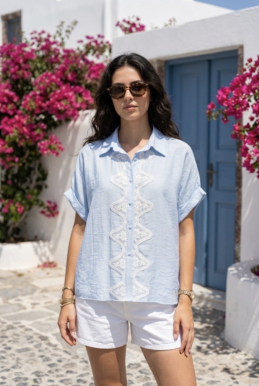 Grossiste SOKY & SOKA - Chemise fluide dentelle élégance deux couleurs