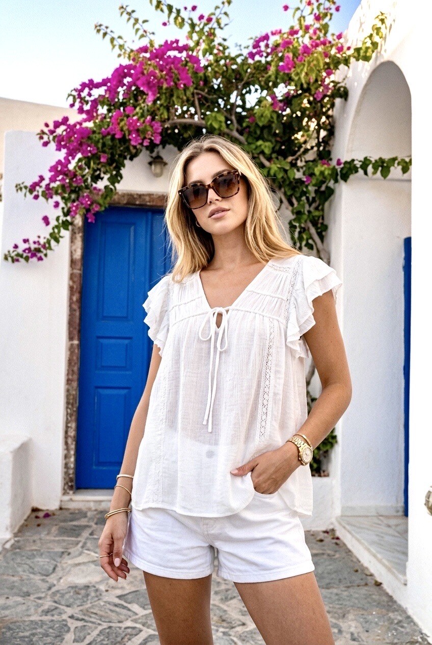 Grossista SOKY & SOKA - Camicia Volant Bohemien Romantico Chic