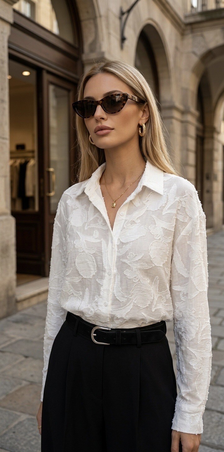 Grossiste SOKY & SOKA - Chemise Éthérée Brodée “Lumière Douce”