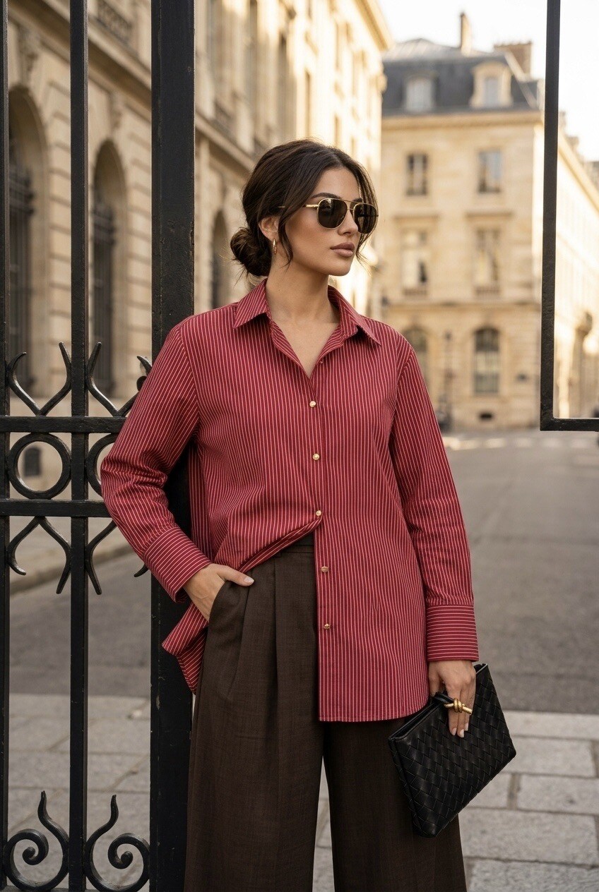 Grossista SOKY & SOKA - Camicia da donna a righe taglio dritto