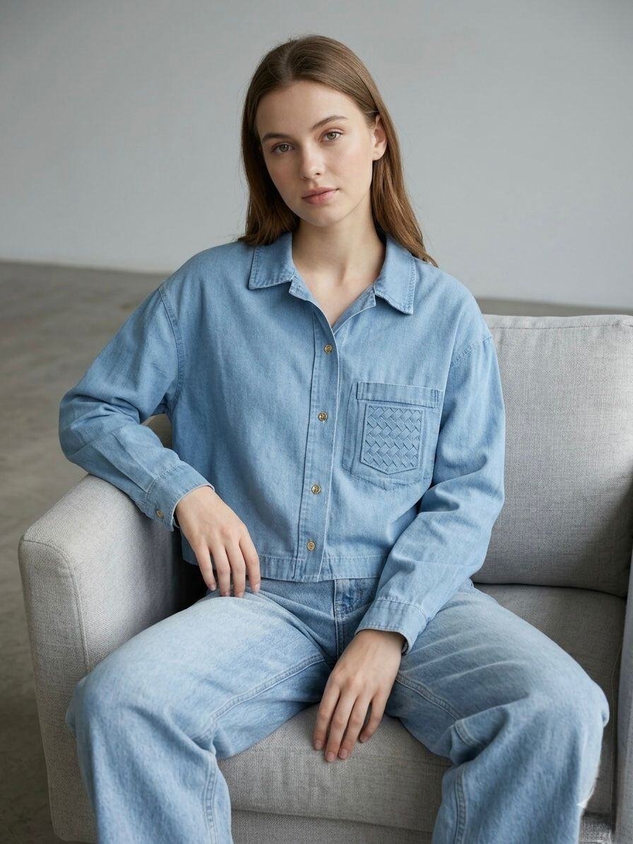 Grossiste SOKY & SOKA - Chemise denim coupe décontractée
