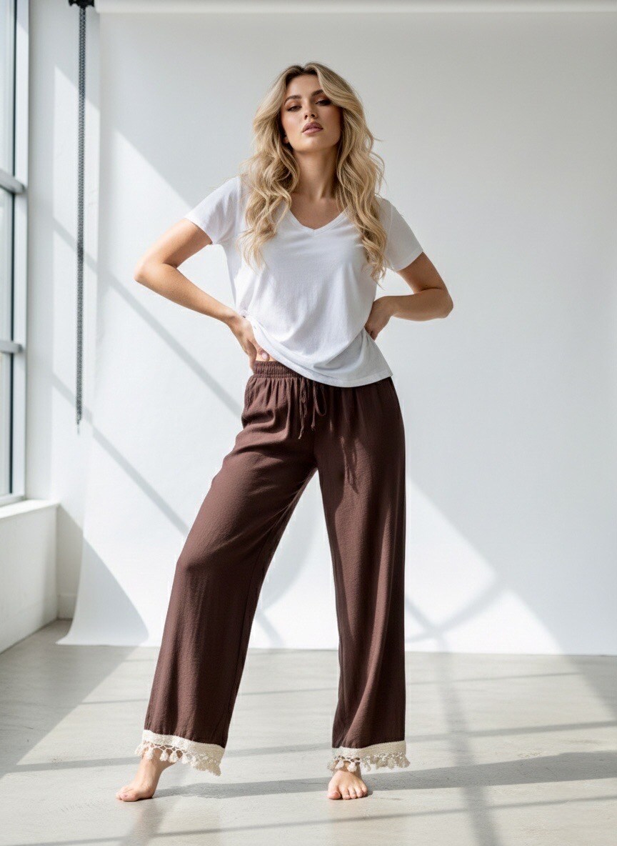 Großhändler SOKY & SOKA - Fließende Boho-Hose mit elastischem Bund