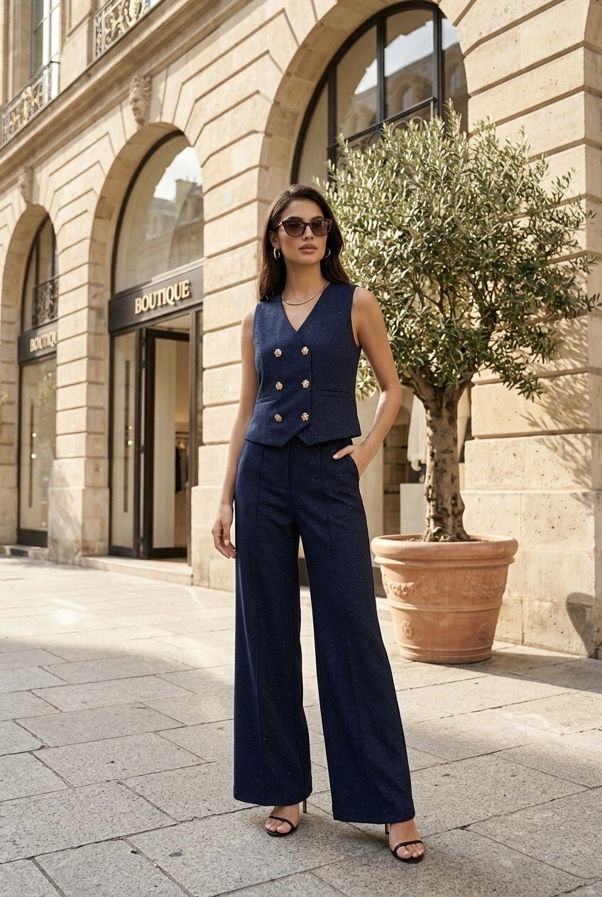 Wholesaler SOKY & SOKA - Women's glittery tailored pants