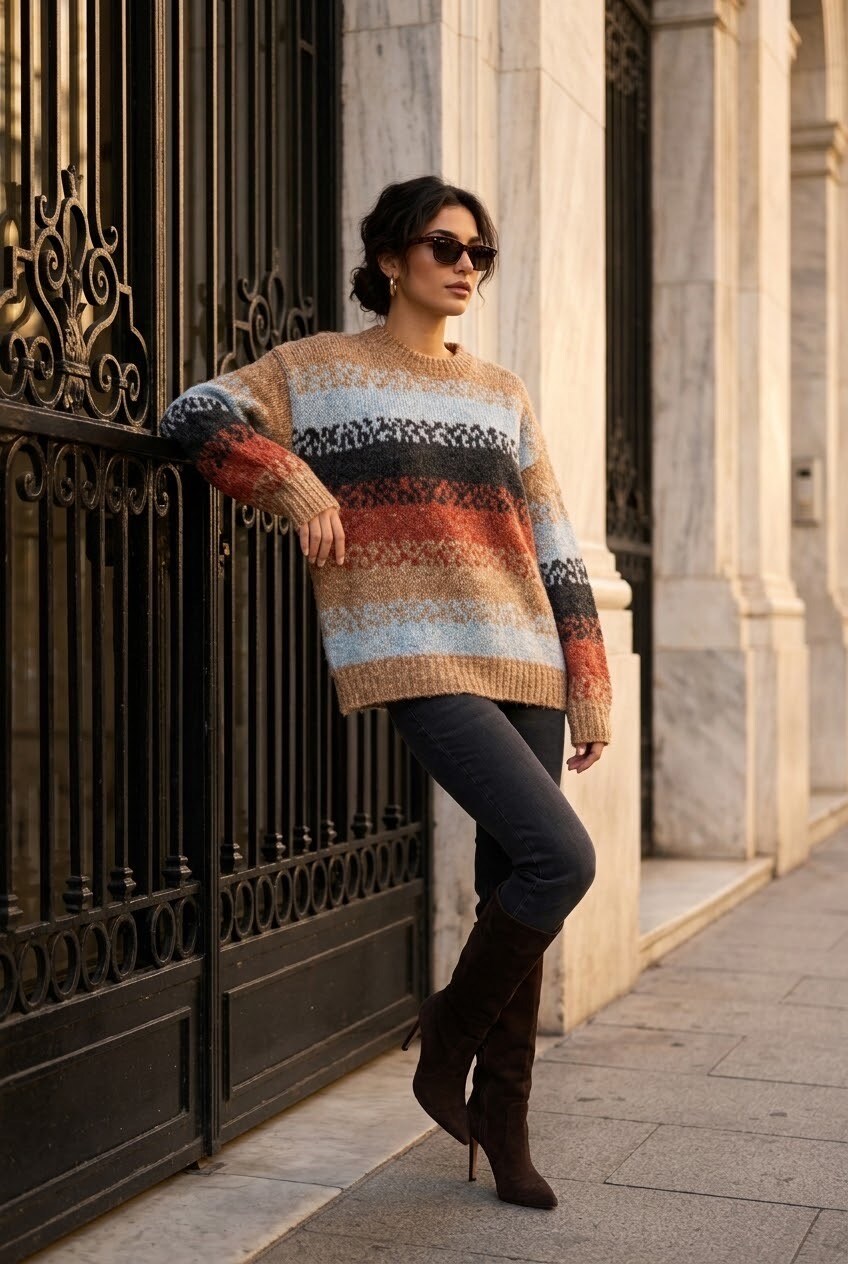 Grossiste SOKY & SOKA - Pull femme jacquard maille douce