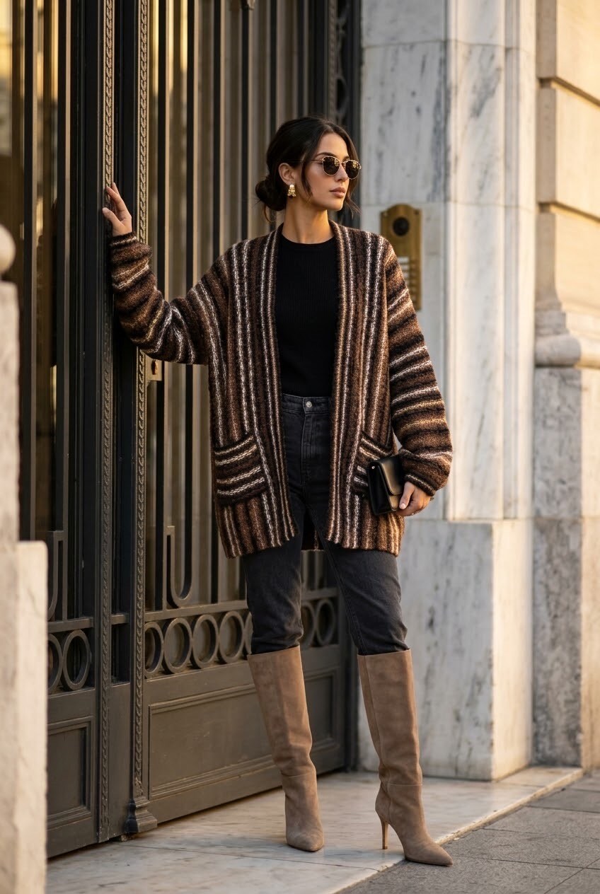 Grossiste SOKY & SOKA - Gilet femme rayé maille douce