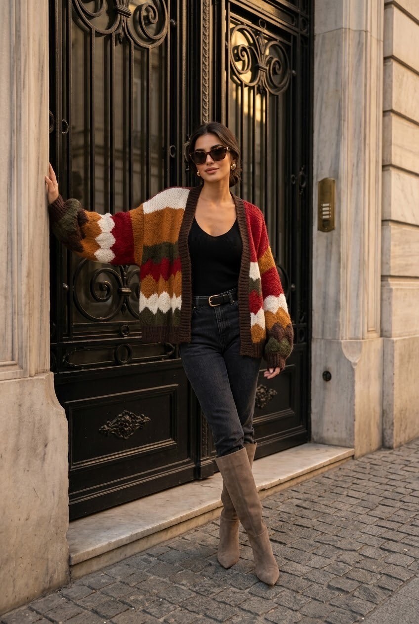 Großhändler SOKY & SOKA - Damenstrickjacke mit grafischem Muster