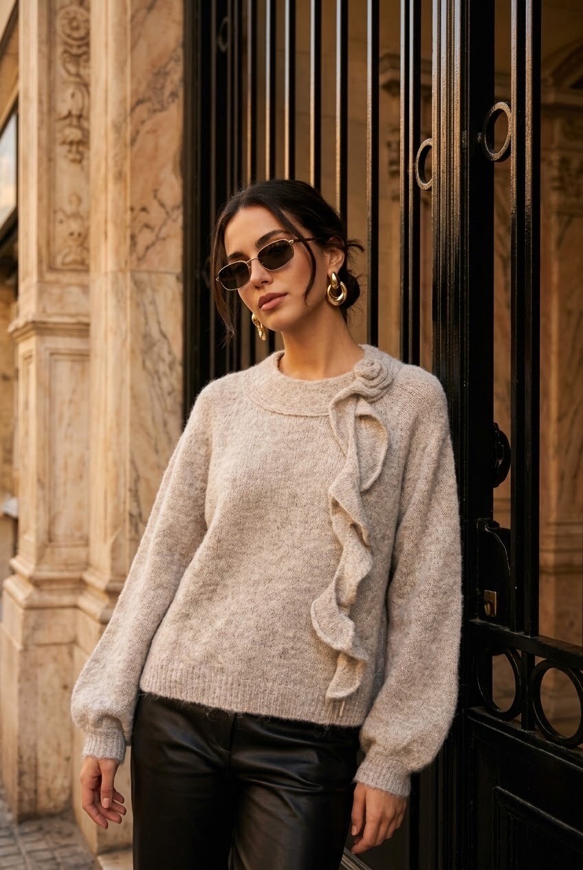 Mayorista SOKY & SOKA - Suéter de mujer con volantes y diseño floral