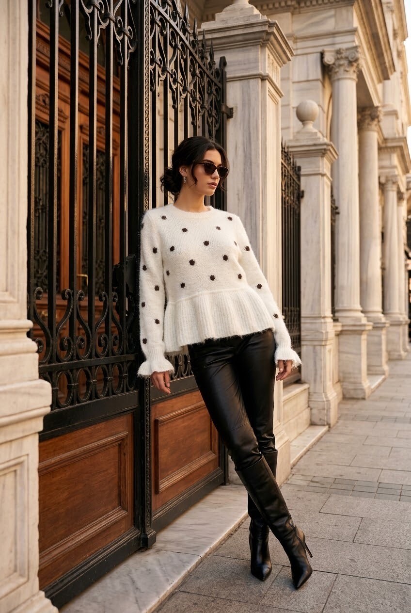 Grossiste SOKY & SOKA - Pull femme péplum à pois