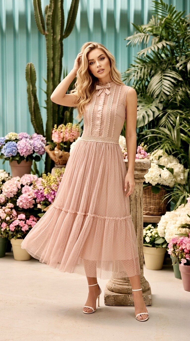 Grossiste SOKY & SOKA - Robe fluide romantique aérienne raffinée
