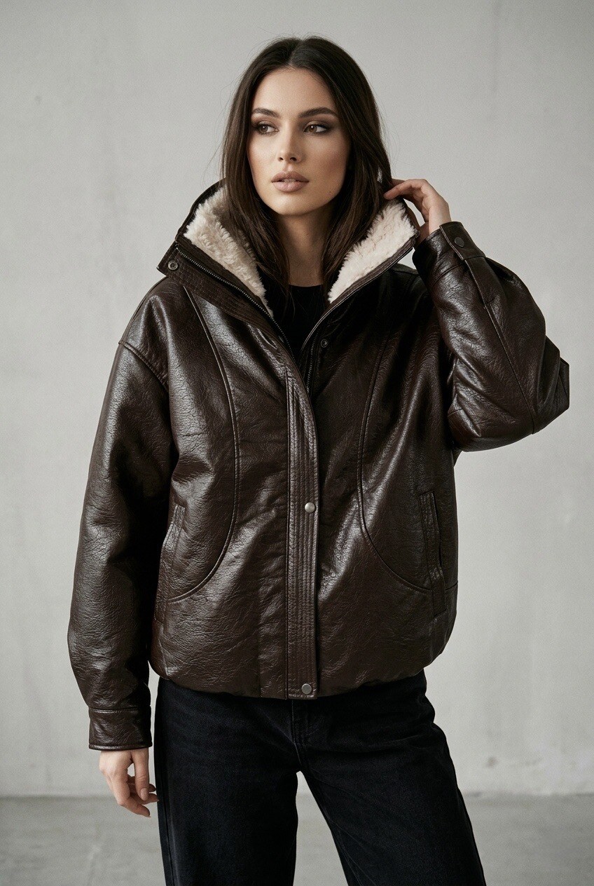 Grossiste SOKY & SOKA - Veste femme faux cuir fourré