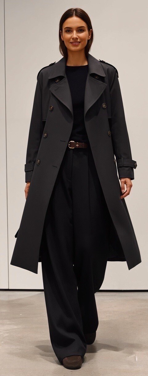 Découvrez un trench revisité dans une version encore plus moderne et raffinée. Sa coupe longue et structurée sublime chaque silhouette avec une élégance naturelle, tandis que son double boutonnage apporte une touche classique indémodable. La ceinture assortie permet d’ajuster parfaitement la taille pour créer un style aussi chic que confortable.Ce modèle se distingue par ses détails haut de gamme : épaulettes soigneusement travaillées, rabat tempête au dos, poches latérales à finition nette et pattes ajustables aux poignets pour un maintien impeccable. Son tissu fluide offre un tombé maîtrisé et un confort optimal au quotidien.Polyvalent et intemporel, ce trench s’adapte aussi bien aux looks professionnels qu’aux tenues décontractées. Une pièce essentielle pour affirmer un style sophistiqué, du matin jusqu’au soir.